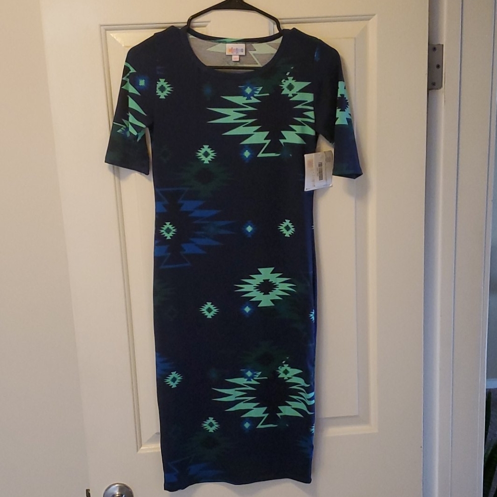 LuLaRoe "Julia" Aztec Print Midi Dress, XXS